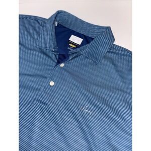 Greg Norman‎ Play Dry Golf Polo Shirt Striped Blue Mens Size Large L